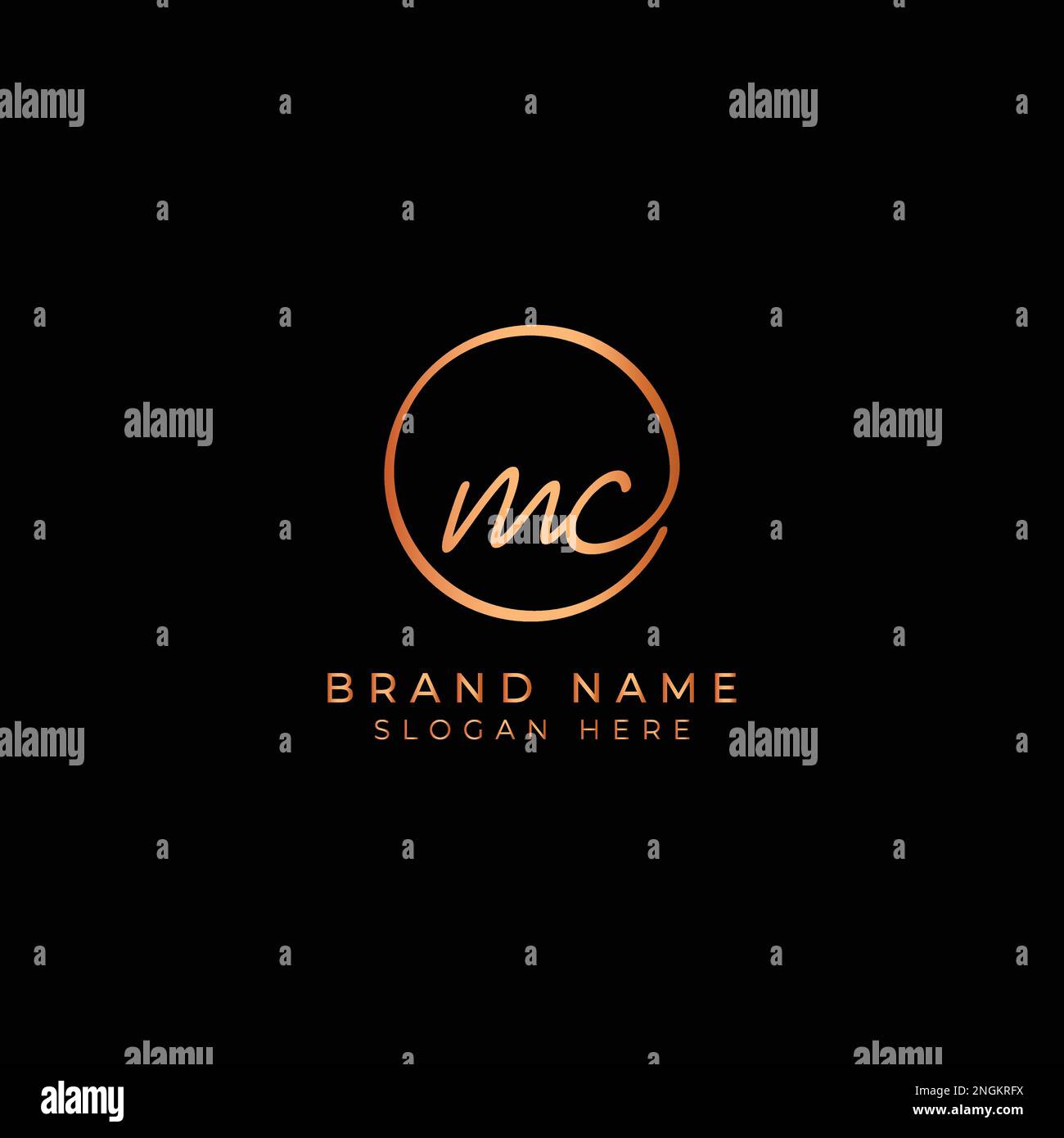 M, C, MC Initial letter handwritten and signature vector logo. Business template in round shape line art Stock Vector