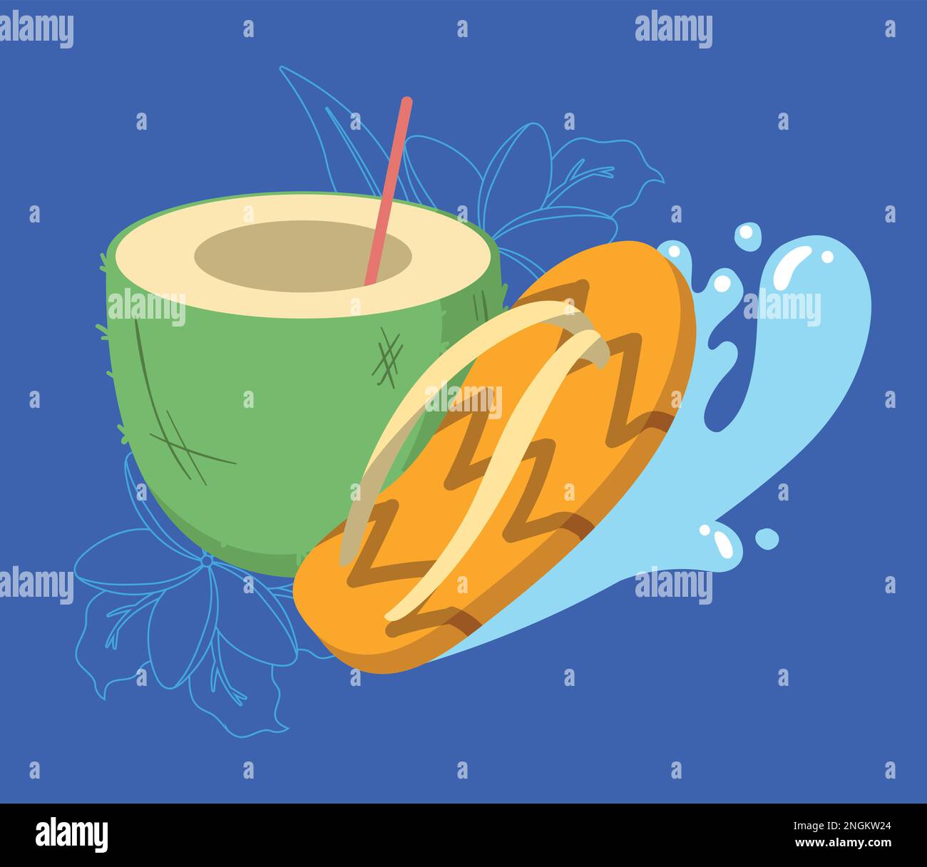 coconut cocktail with sandals Stock Vector Image & Art - Alamy