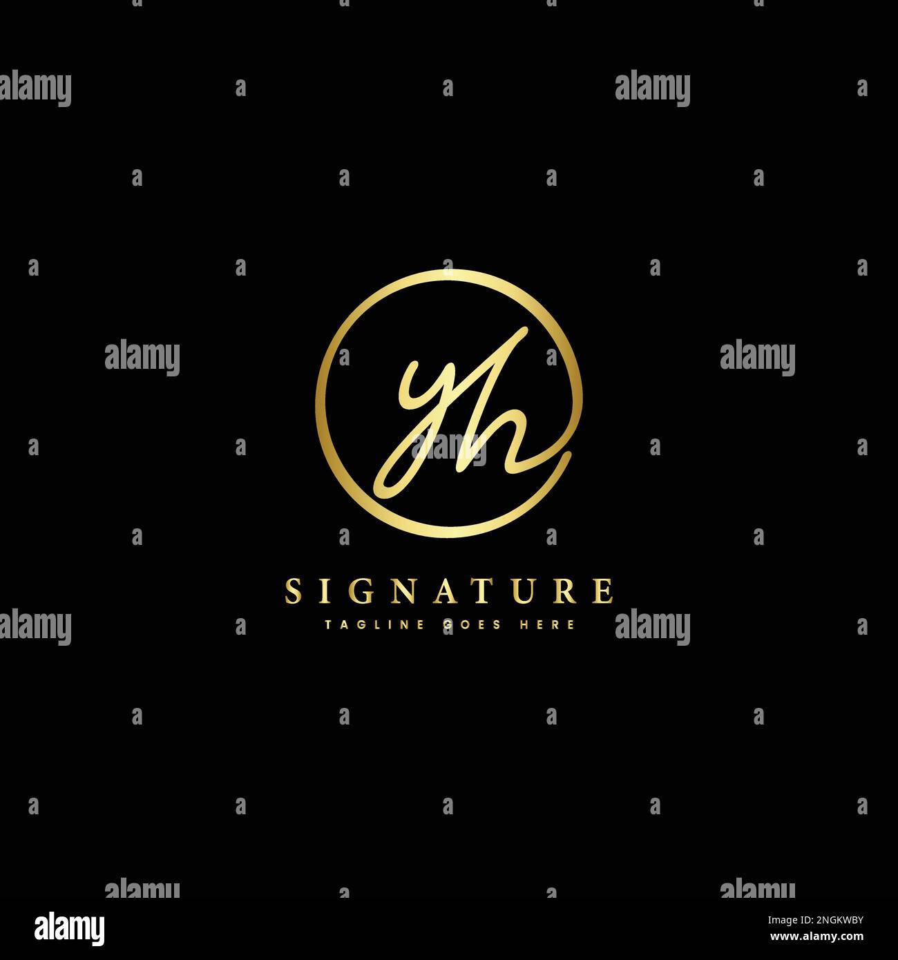 Y, H, YH Initial letter handwritten and signature vector logo. Business ...
