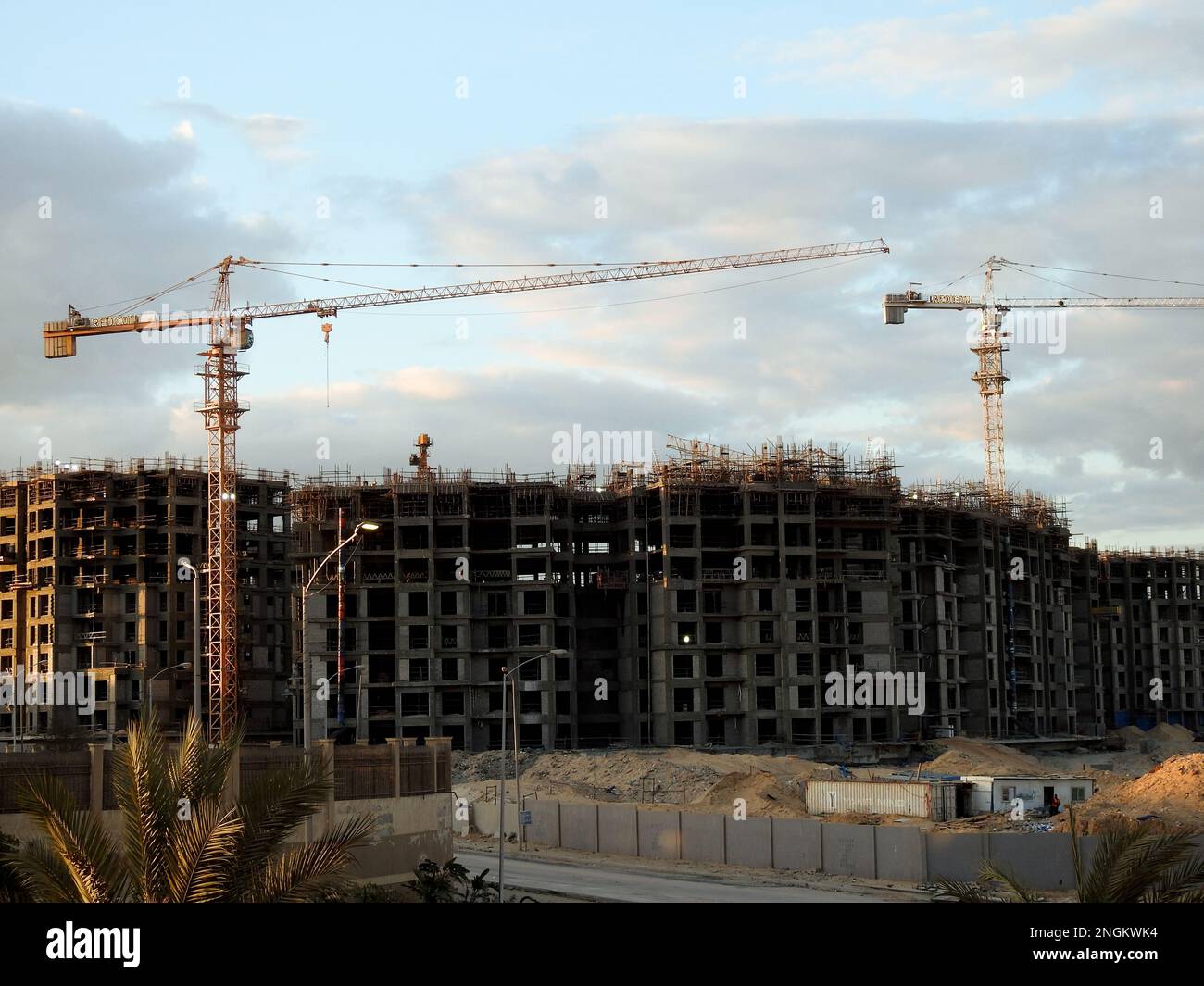 Giza, Egypt, February 4 2023 A construction site of new high rise in