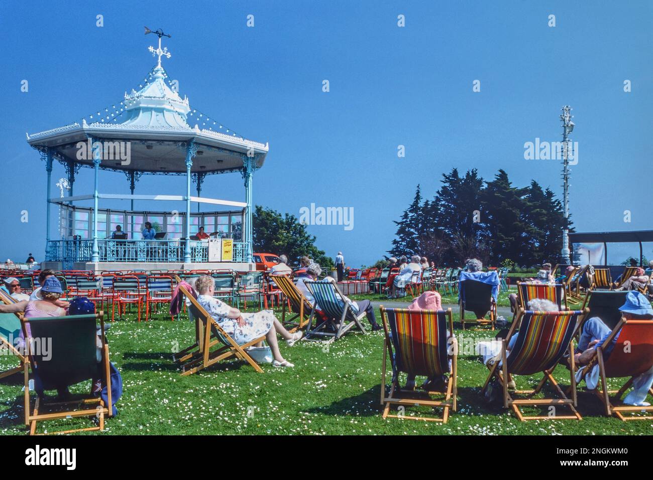 BANDSTAND concert at The Leas, Folkestone, Kent, England. June 1986 Stock Photo