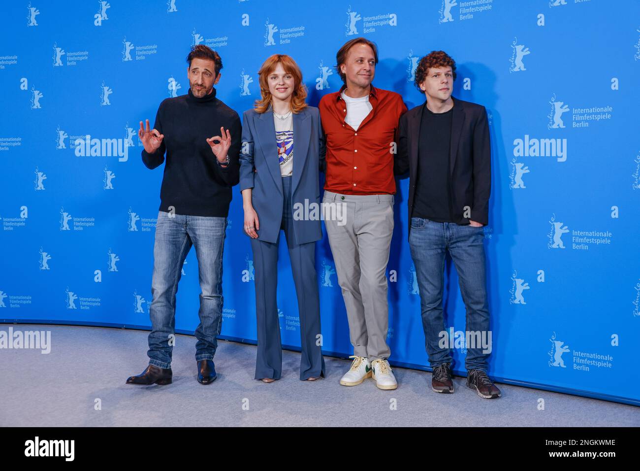 Adrien Brody, from left, Odessa Young, director John Trengove, and 