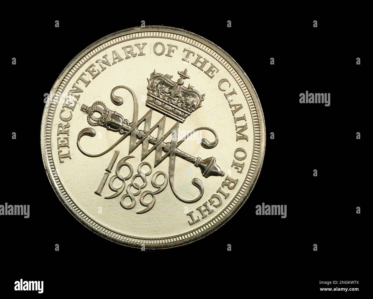 Reverse side of a 1989 £2 coin commemorating the Tercentenary of the Claim Of Right Stock Photo