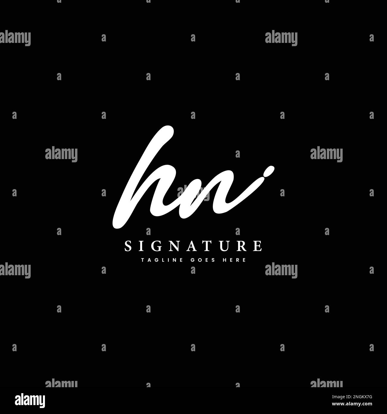 H, N, HN Initial letter handwriting and signature vector logo Stock Vector
