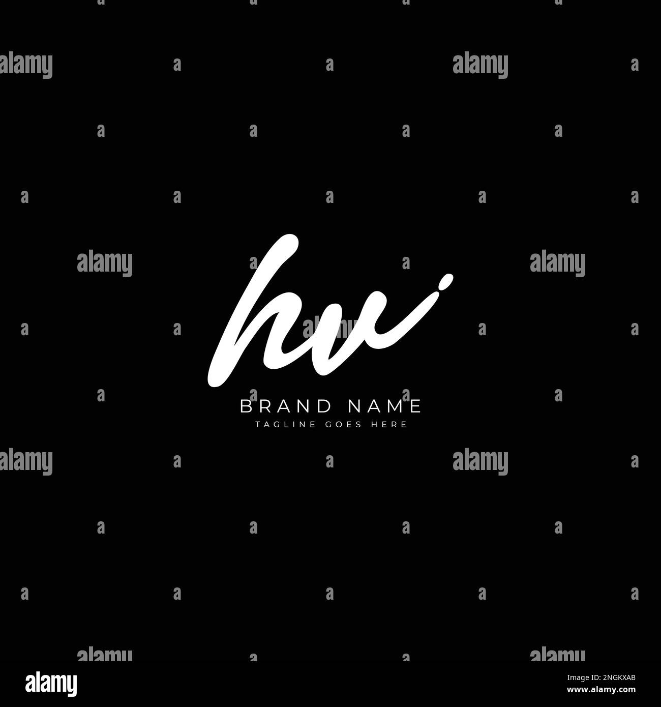H, V, HV Initial letter handwriting and signature vector logo Stock Vector