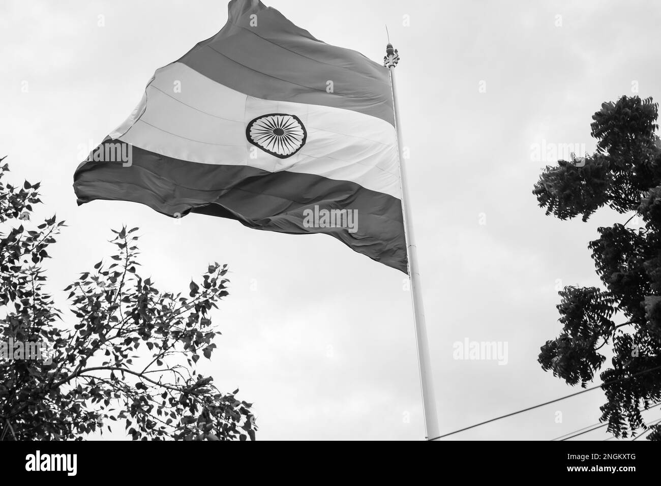 India flag flying high at Connaught Place with pride in blue sky, India ...