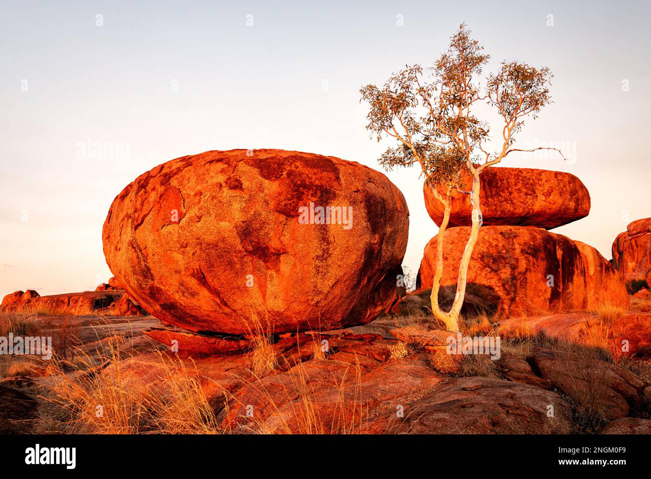 Famous rock formation of Devils Marbles in Australia's red heart Stock ...