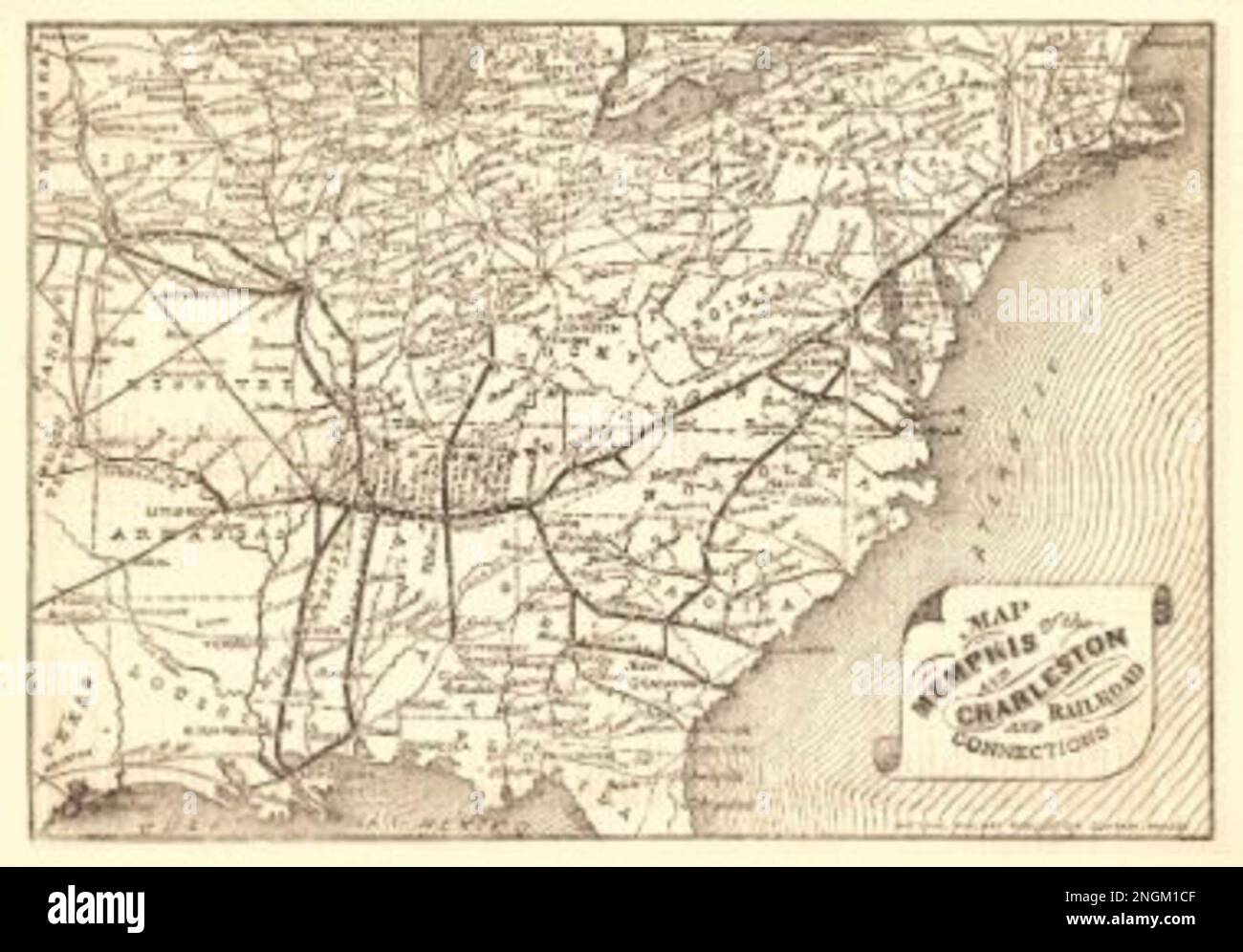 Map of the Memphis and Charleston Railroad & Connections Stock Photo Alamy
