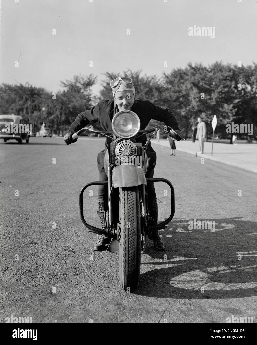 Sally Halterman was the first woman to be granted a license to operate a motorcycle in the District of Columbia, USA Stock Photo