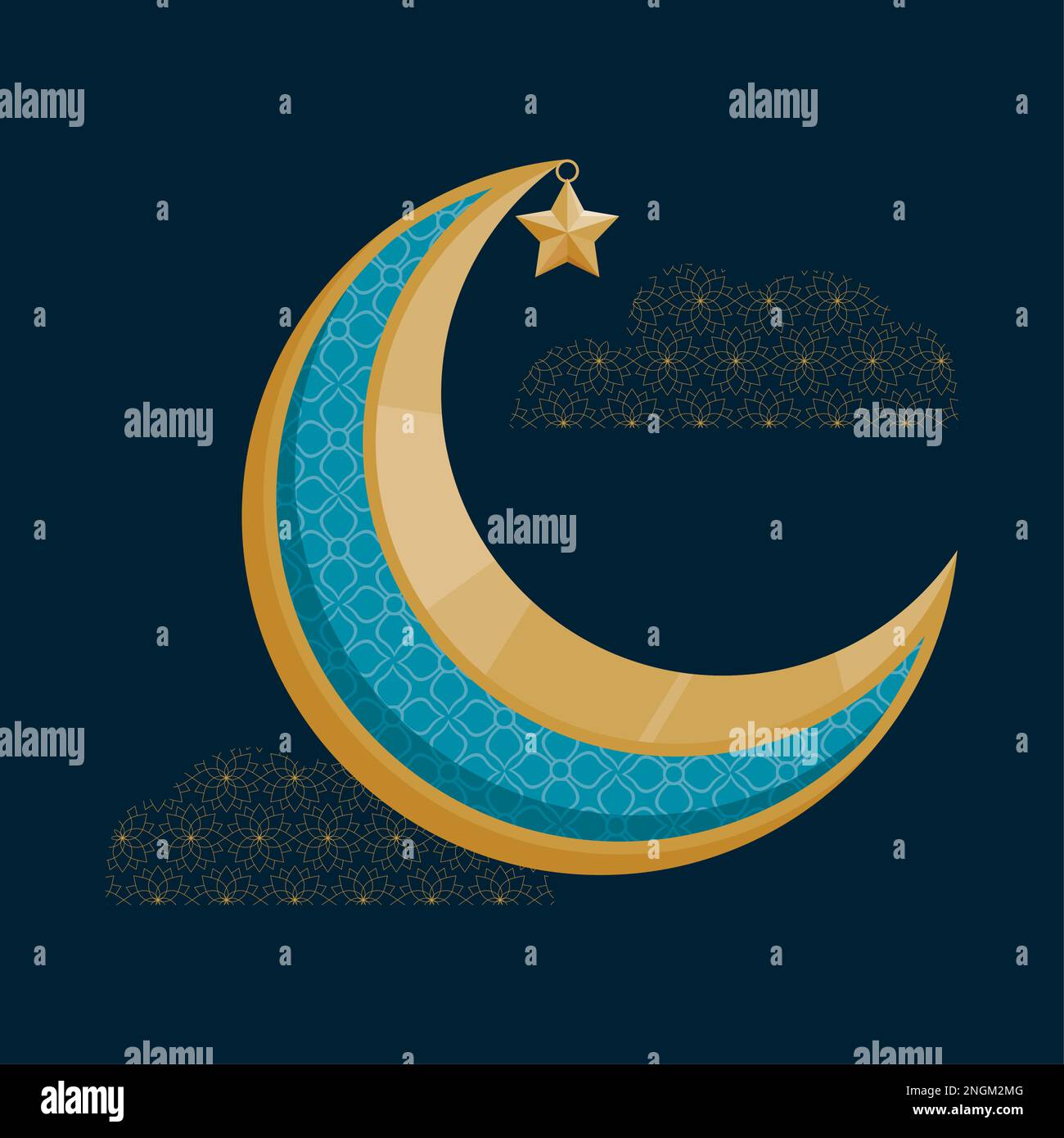 golden crescent moon with star Stock Vector Image & Art - Alamy