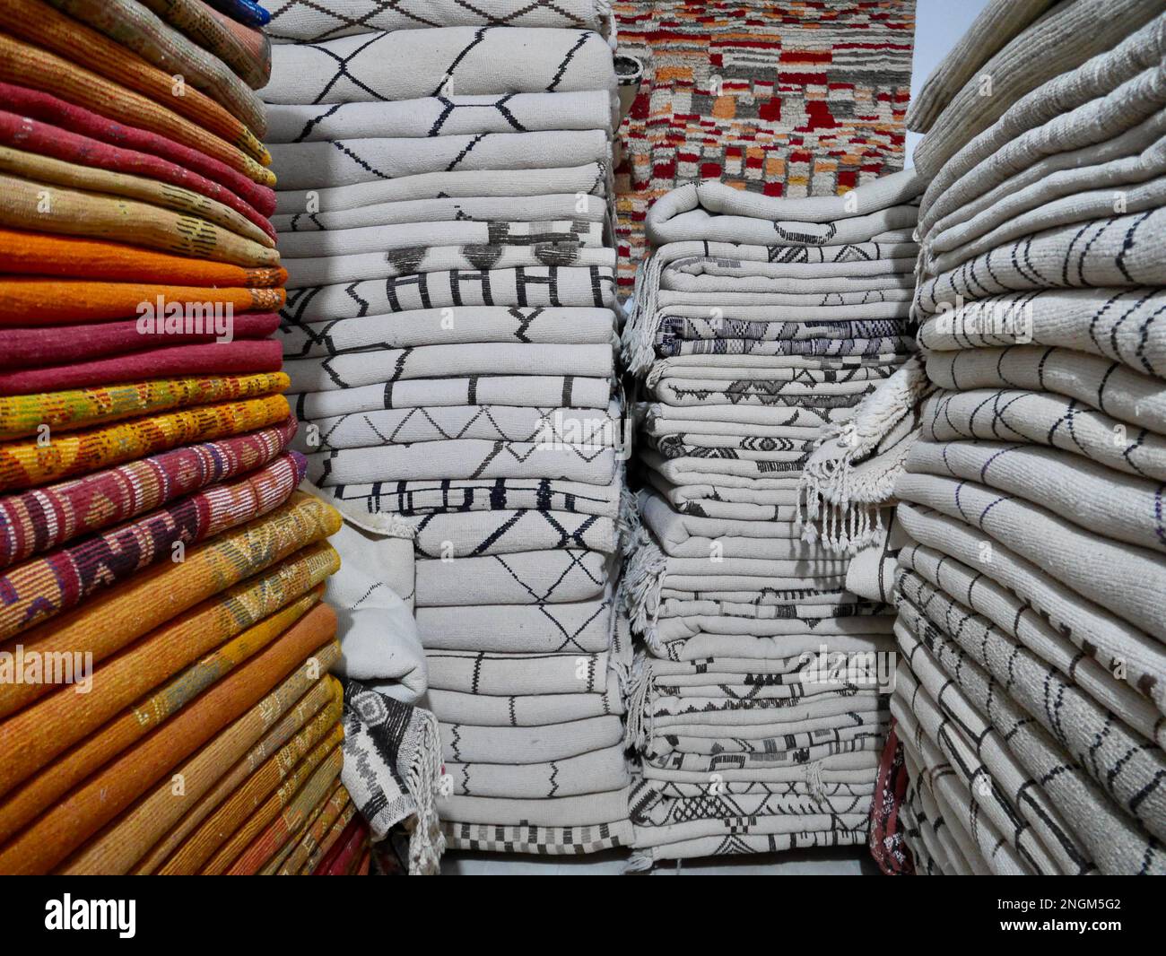 Pile of Beni Ourain rugs in Marrakech, Morocco Stock Photo Alamy