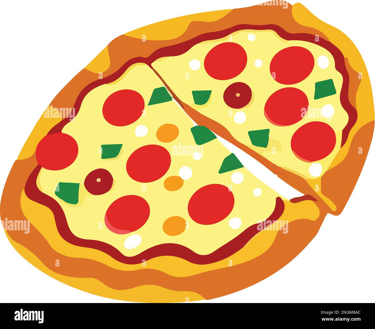 Delicious Pepperoni Pizza on White Background - Vector Illustration Stock Vector