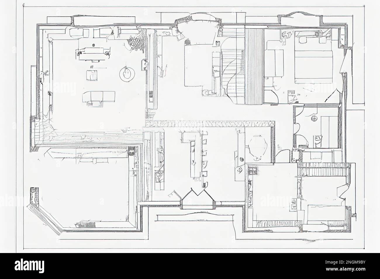 Property plan schematic representation in two colors from above Stock