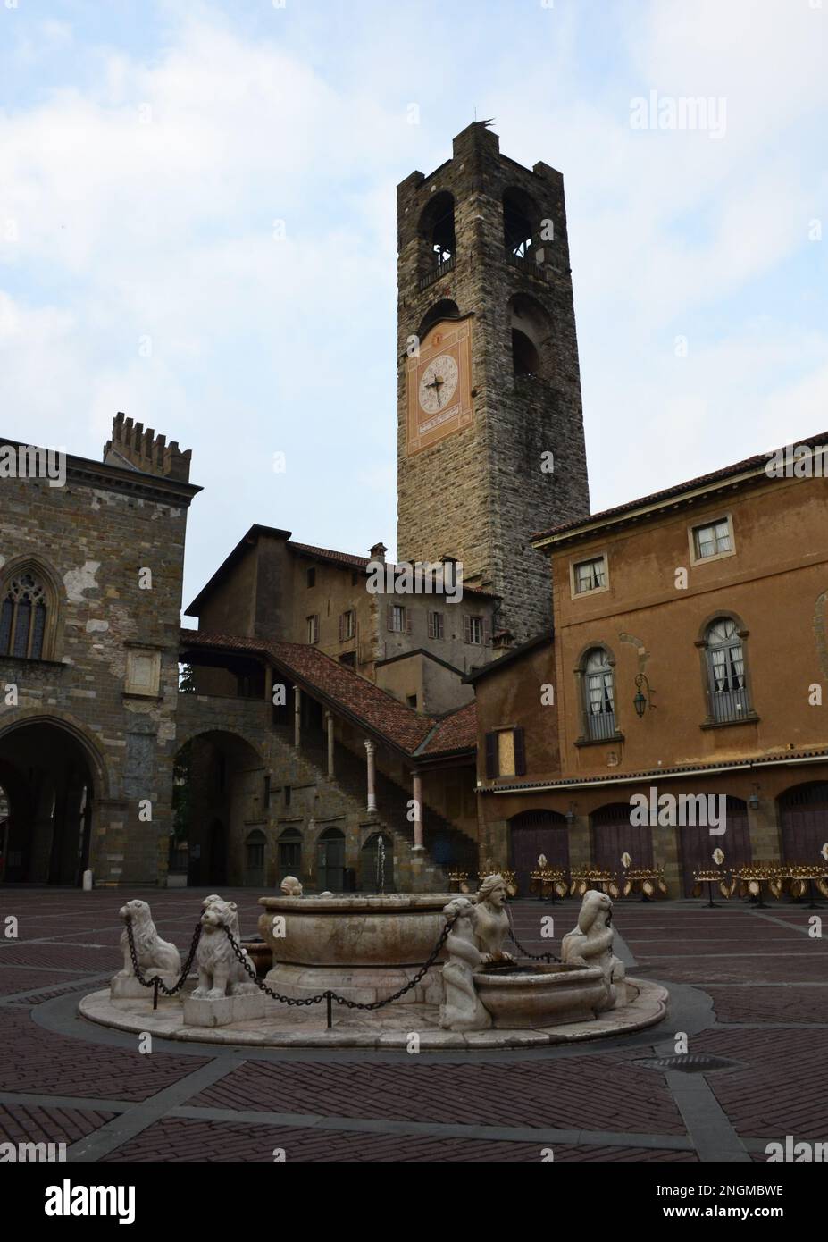 Campanone o Torre Civica in the upper city of Bergamo (Citta Alta), Italy Stock Photo