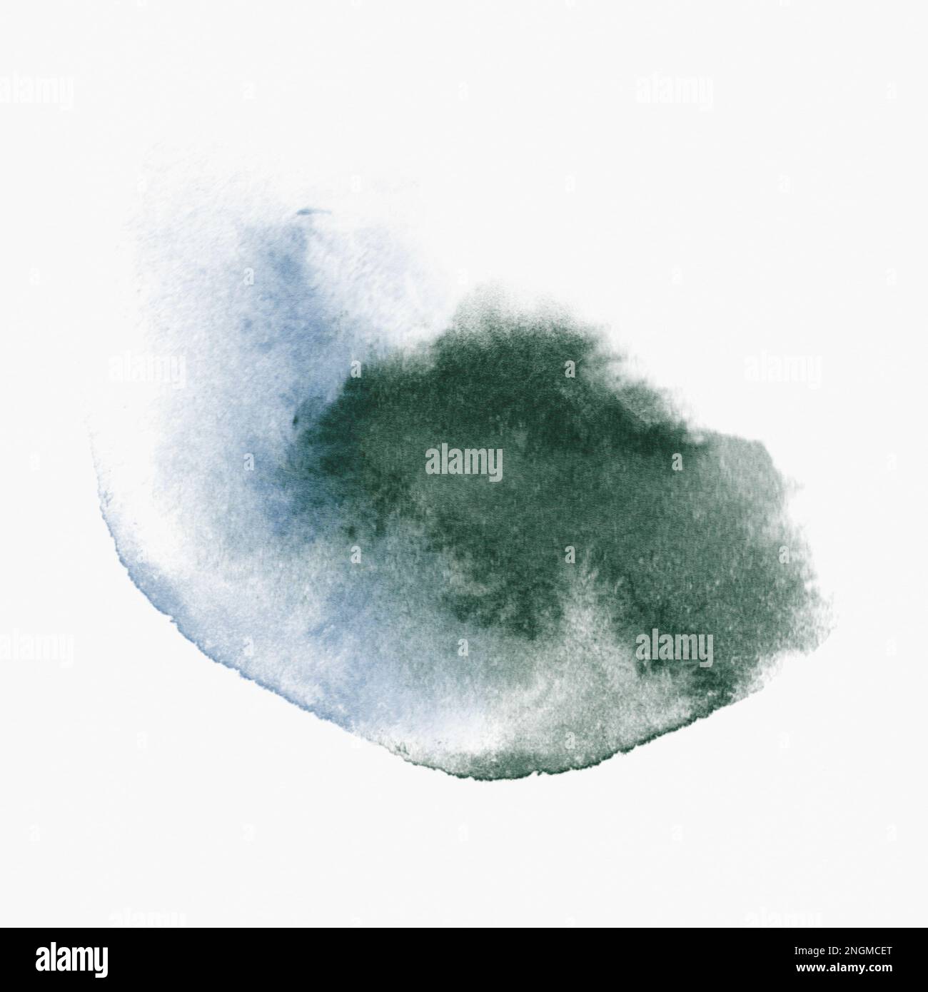 Abstract watercolor splash on white background. Green, blue color Stock