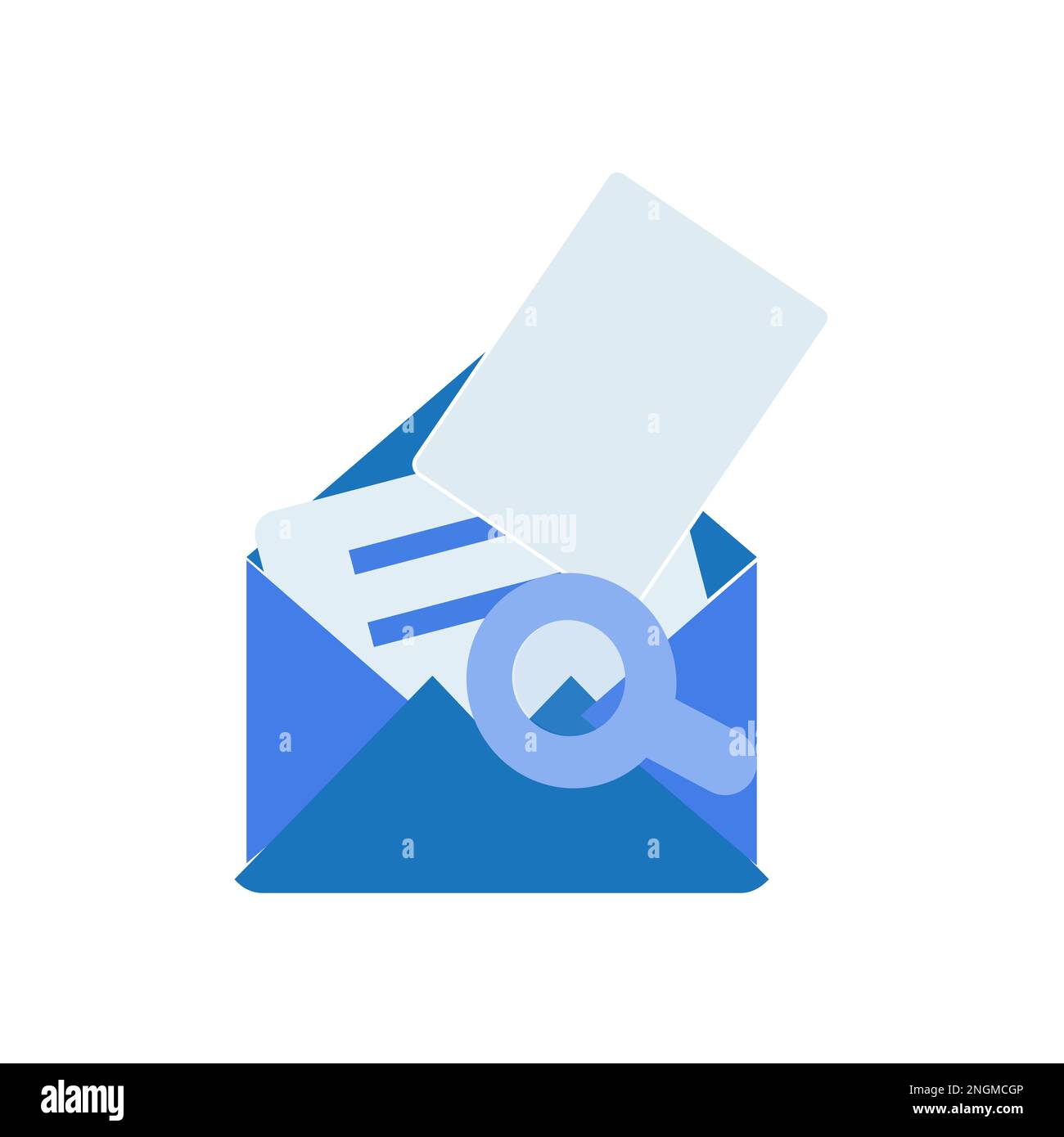 Letter envelope with paper document vector illustration. Closed, open with a message e-mail envelopes. Set mailbox vector icons in flat style. Stock Vector