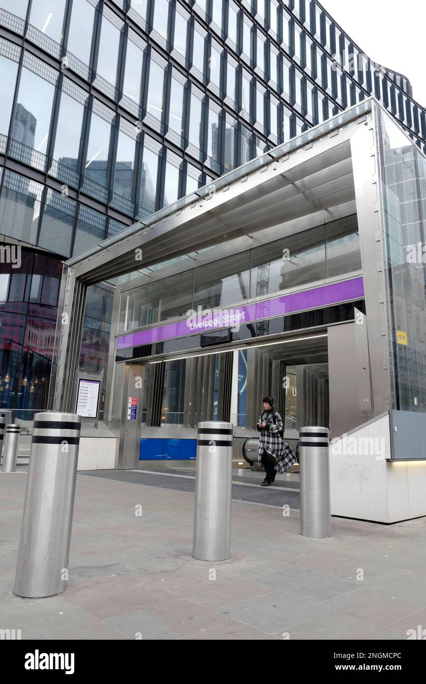 Entrance to liverpool Street Elizabeth Line station, London, UK Stock