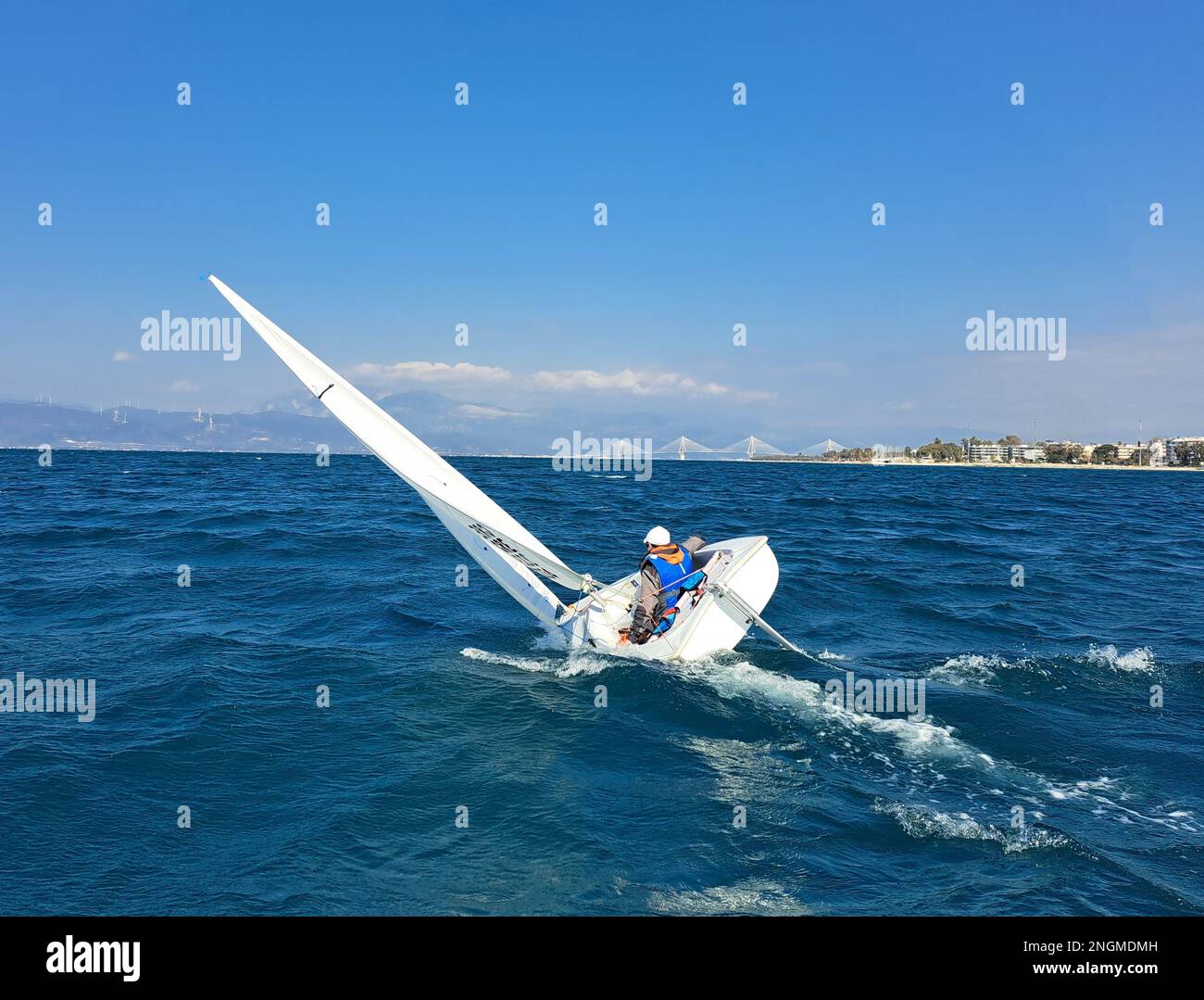 paraolympic sailing in harsh conditions and strong winds Stock Photo