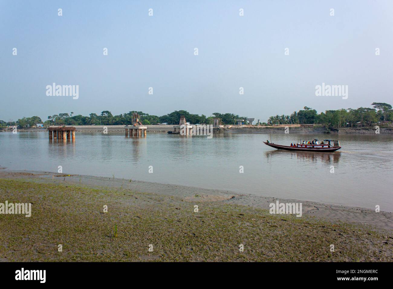 Under construction bridge at Paikgacha, Khulna,Bangladesh. Stock Photo