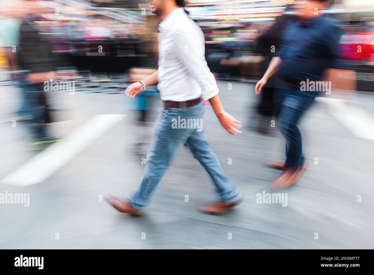 picture with camera made motion blur effect of unrecognizable men ...