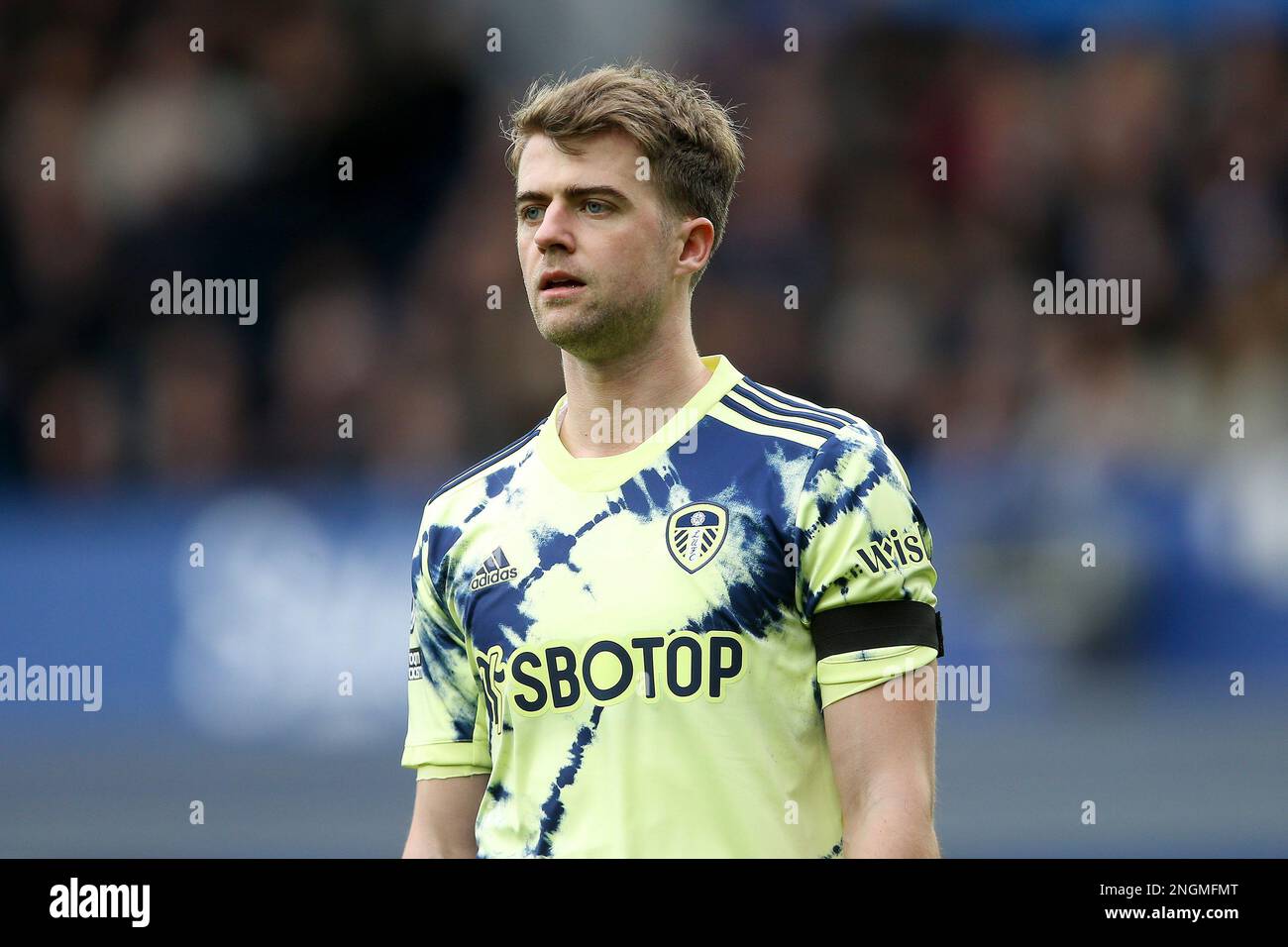 Everton, UK. 18th Feb, 2023. Patrick Bamford of Leeds United looks on. Premier League match, Everton v Leeds Utd at Goodison Park in Liverpool on Saturday 18th February 2023. this image may only be used for Editorial purposes. Editorial use only, license required for commercial use. No use in betting, games or a single club/league/player publications. pic by Chris Stading/Andrew Orchard sports photography/Alamy Live news Credit: Andrew Orchard sports photography/Alamy Live News Stock Photo