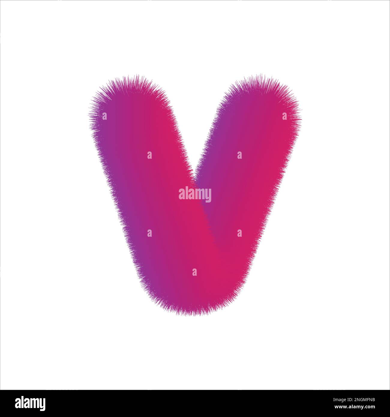 High Quality 3D Shaggy Letter V on White Background . Isolated Vector Element Stock Vector