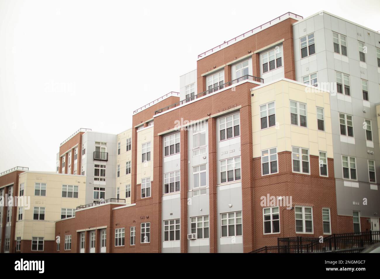 View of Old brick building downtown area apartments Stock Photo - Alamy
