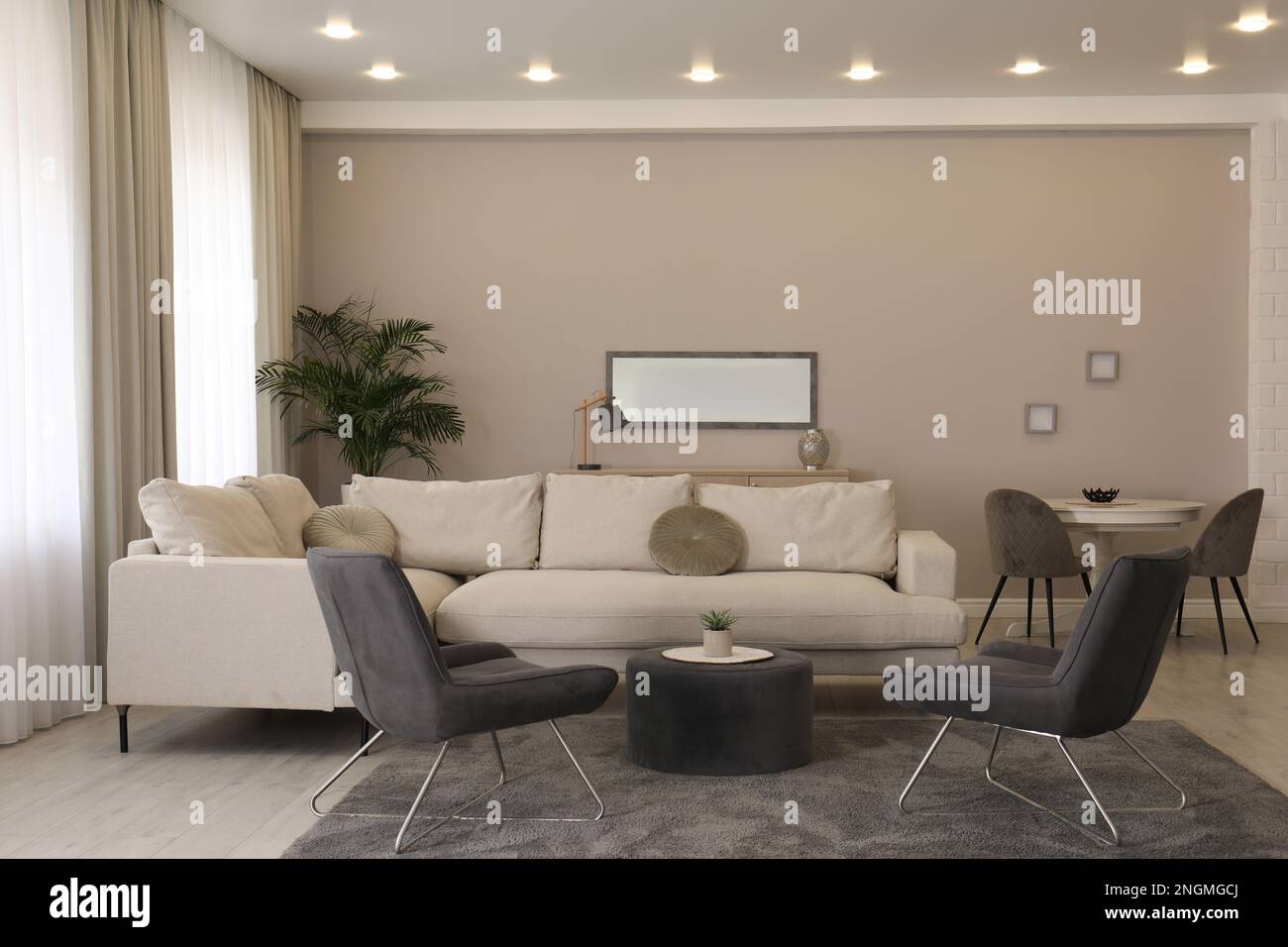 Stylish living room interior with modern furniture Stock Photo - Alamy