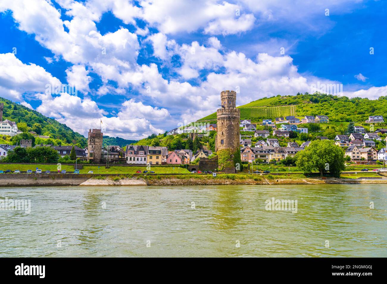 Defense Towers Of The Medieval Town Of Oberwesel In Rhine Valley, Germany  Stock Photo, Picture and Royalty Free Image. Image 85474711.