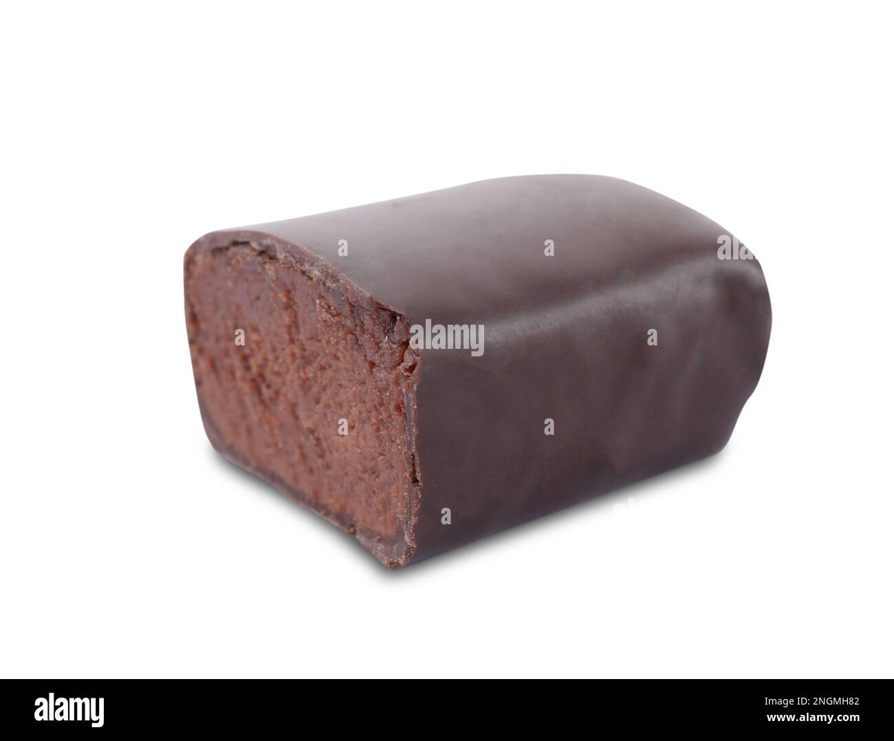 Delicious cut glazed curd snack with cocoa isolated on white Stock ...