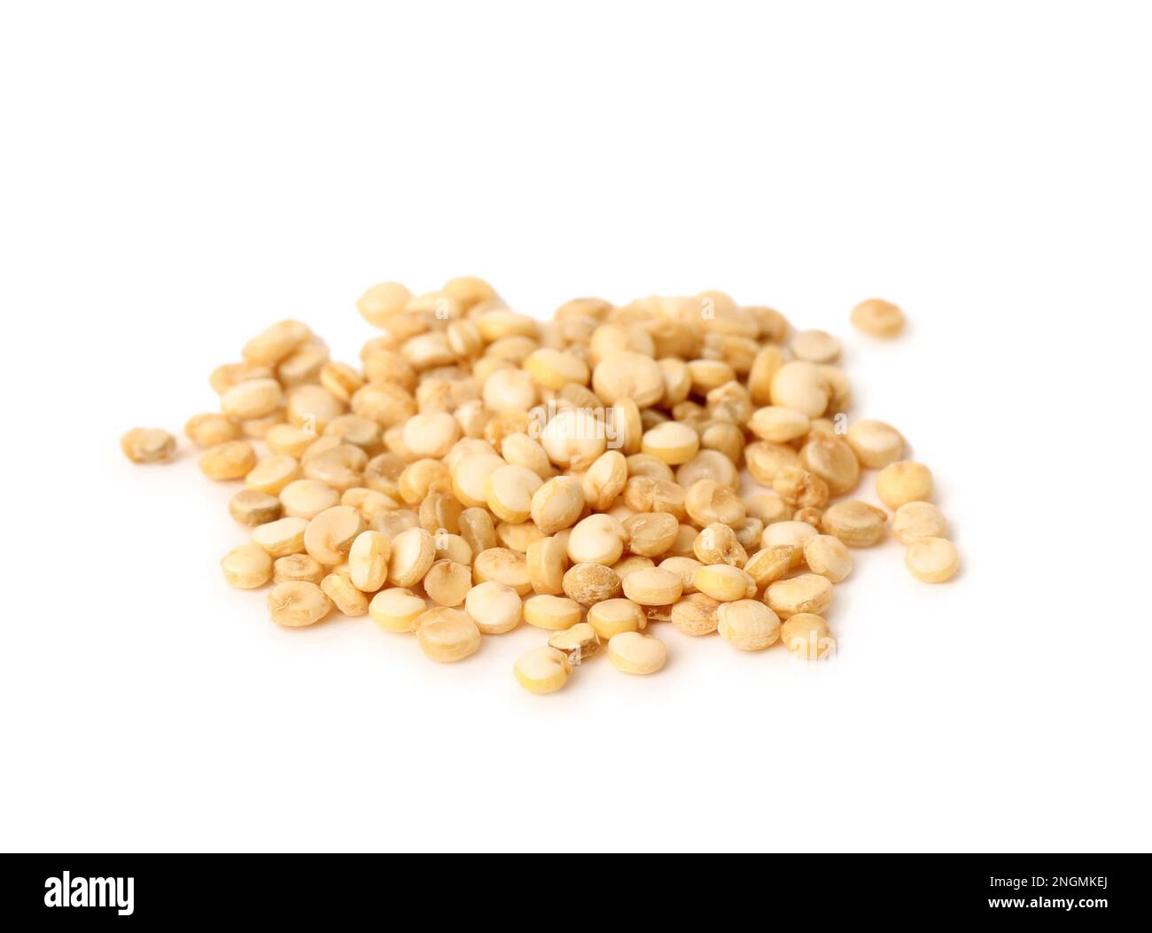 Pile of raw quinoa seeds on white background. Vegetable planting Stock
