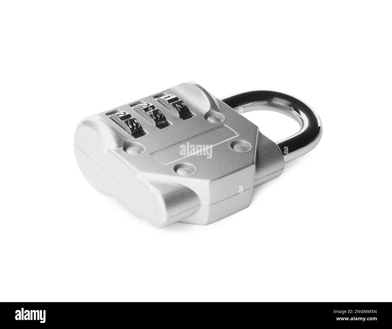 Steel combination padlock isolated on white. Safety concept Stock Photo