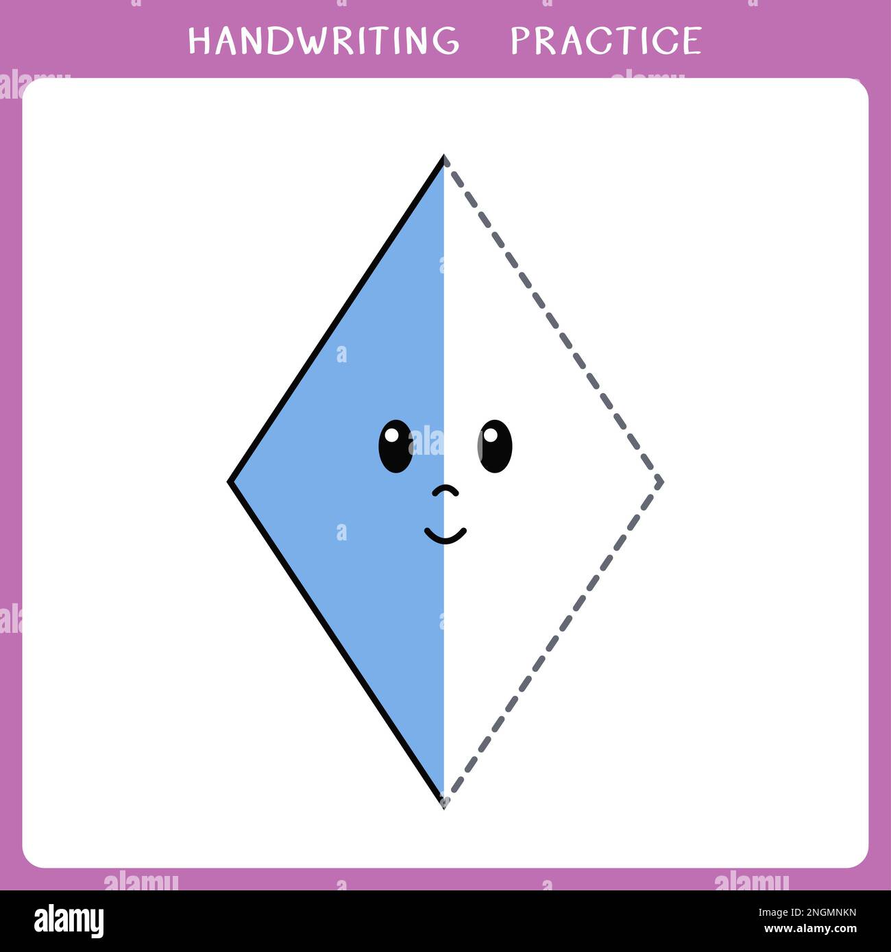 Handwriting practice worksheet. Simple educational game for kids. Cute diamond for coloring book Stock Photo
