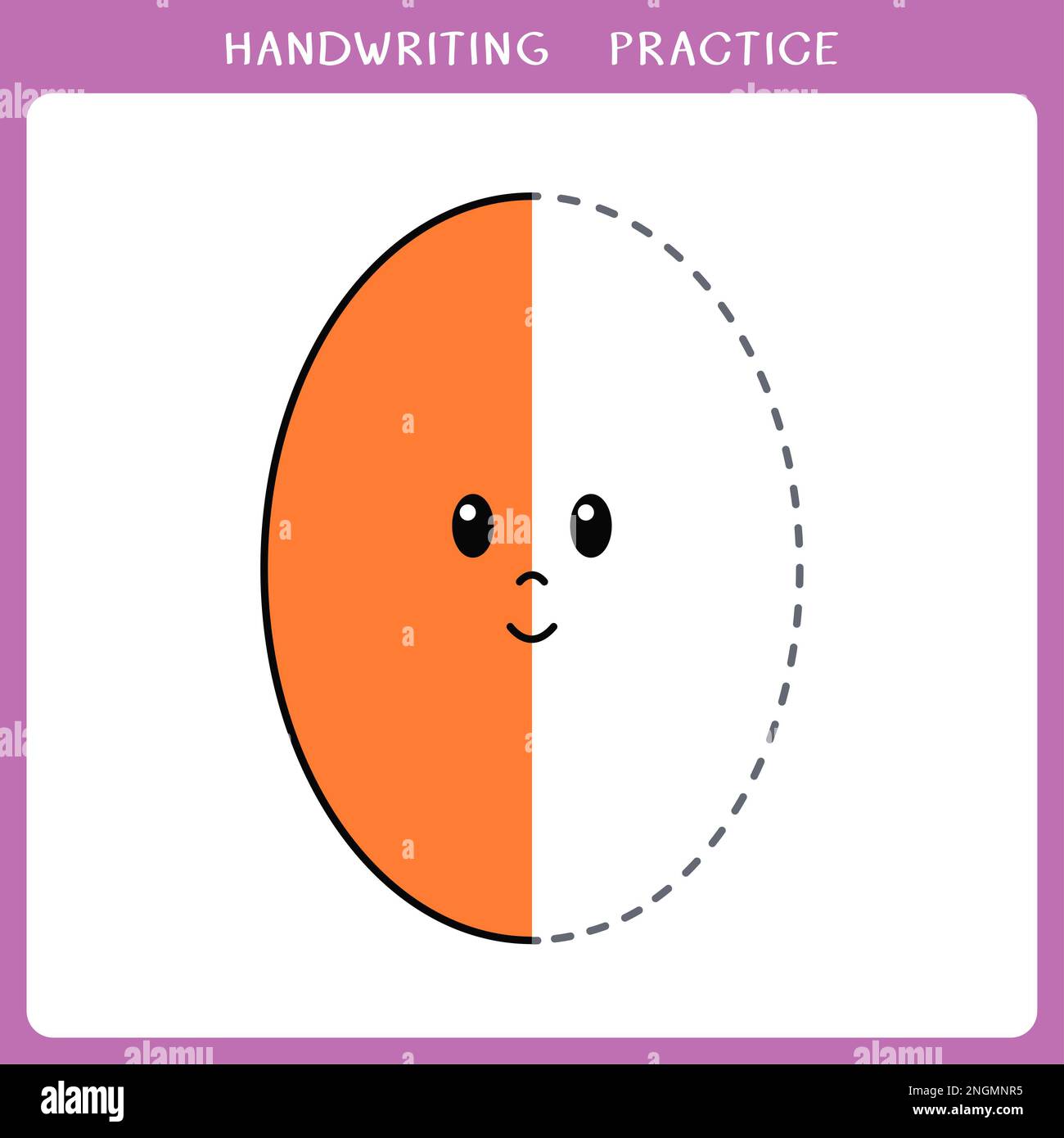 Handwriting practice worksheet. Simple educational game for kids. Cute