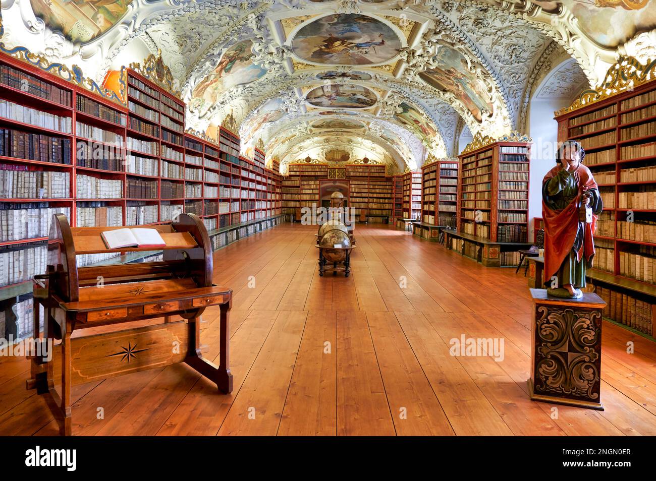 Prague Czech Republic. The old library at Strahov monastery Stock Photo