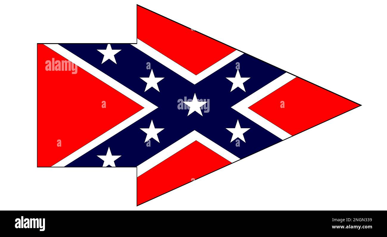 The flag of the confederates during the American Civil War set in a pointer arrow Stock Photo