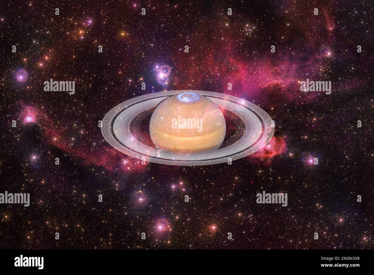 Planet Saturn. Solar system. Cosmos art. Elements of this image furnished by NASA Stock Photo