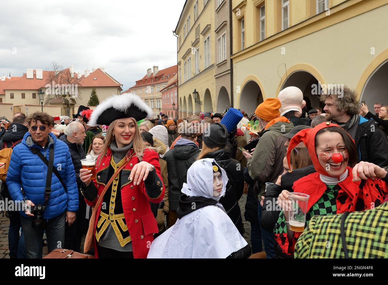 Prague, Czech Republic. 18th Feb, 2023. People take part in the