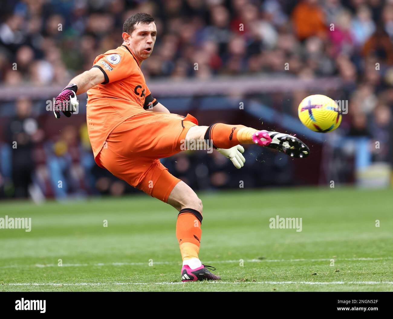 Birmingham, UK. 18th Feb, 2023. Emiliano Martinez of Aston Villa during the Premier League match at Villa Park, Birmingham. Picture credit should read: Darren Staples/Sportimage Credit: Sportimage/Alamy Live News Stock Photo