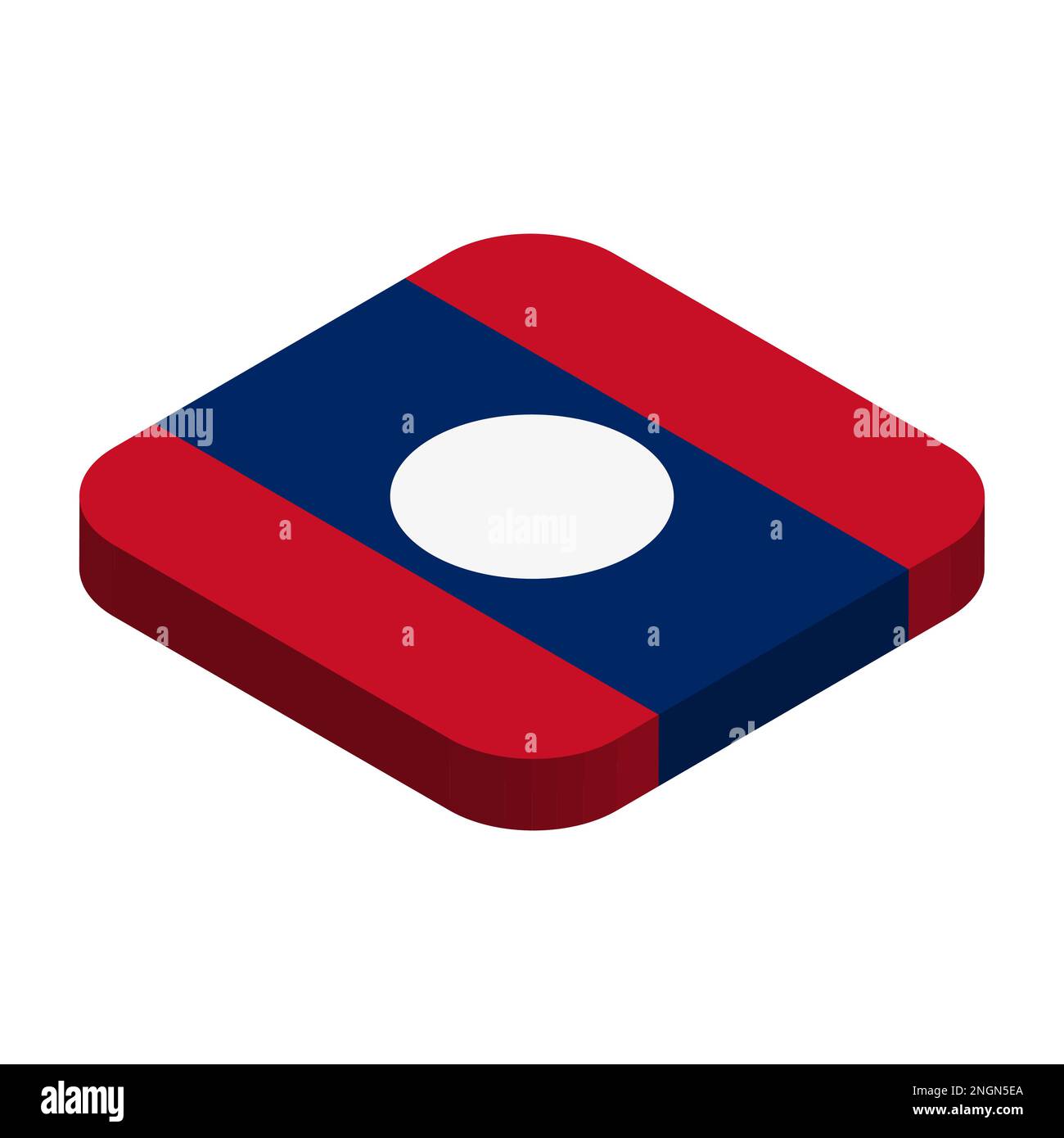 Laos flag - 3D isometric square flag with rounded corners. Stock Vector