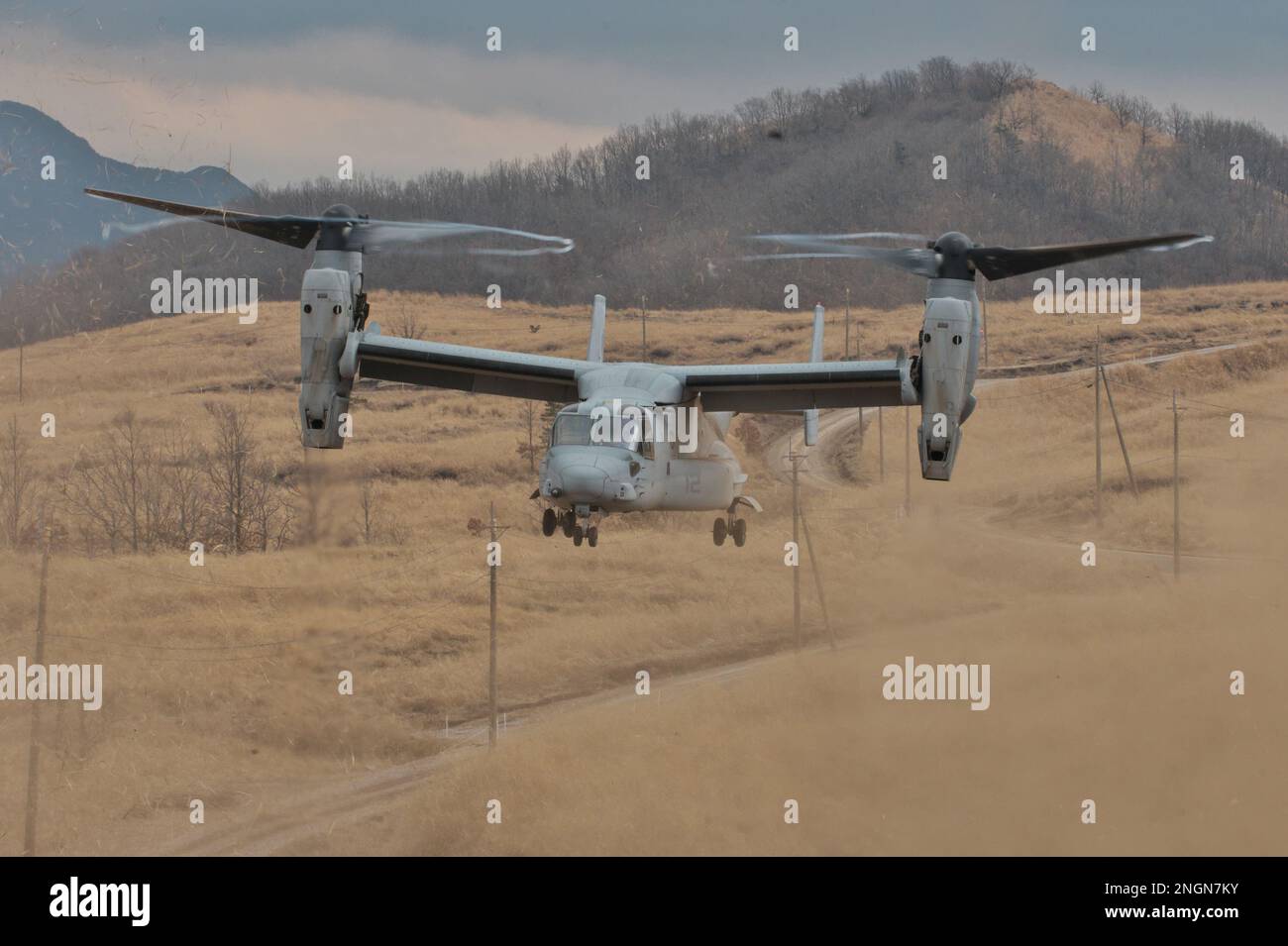 Kusu, Japan. 18th Feb, 2023. U.S. Marines' MV-22 Osprey takes part in the joint exercise 'Iron Fist 23' with Japan Ground Self-Defense Force at Hijyudai Maneuver Area in Oita-Prefecture, Japan on February 18, 2023. Photo by Keizo Mori/UPI Credit: UPI/Alamy Live News Stock Photo