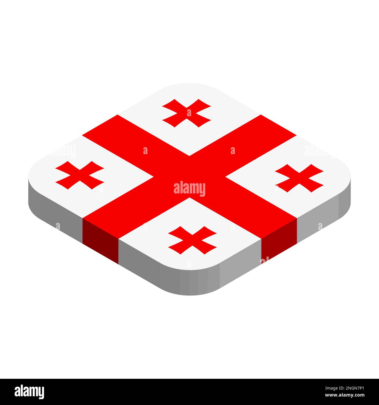 flag 3D isometric square flag with rounded corners Stock
