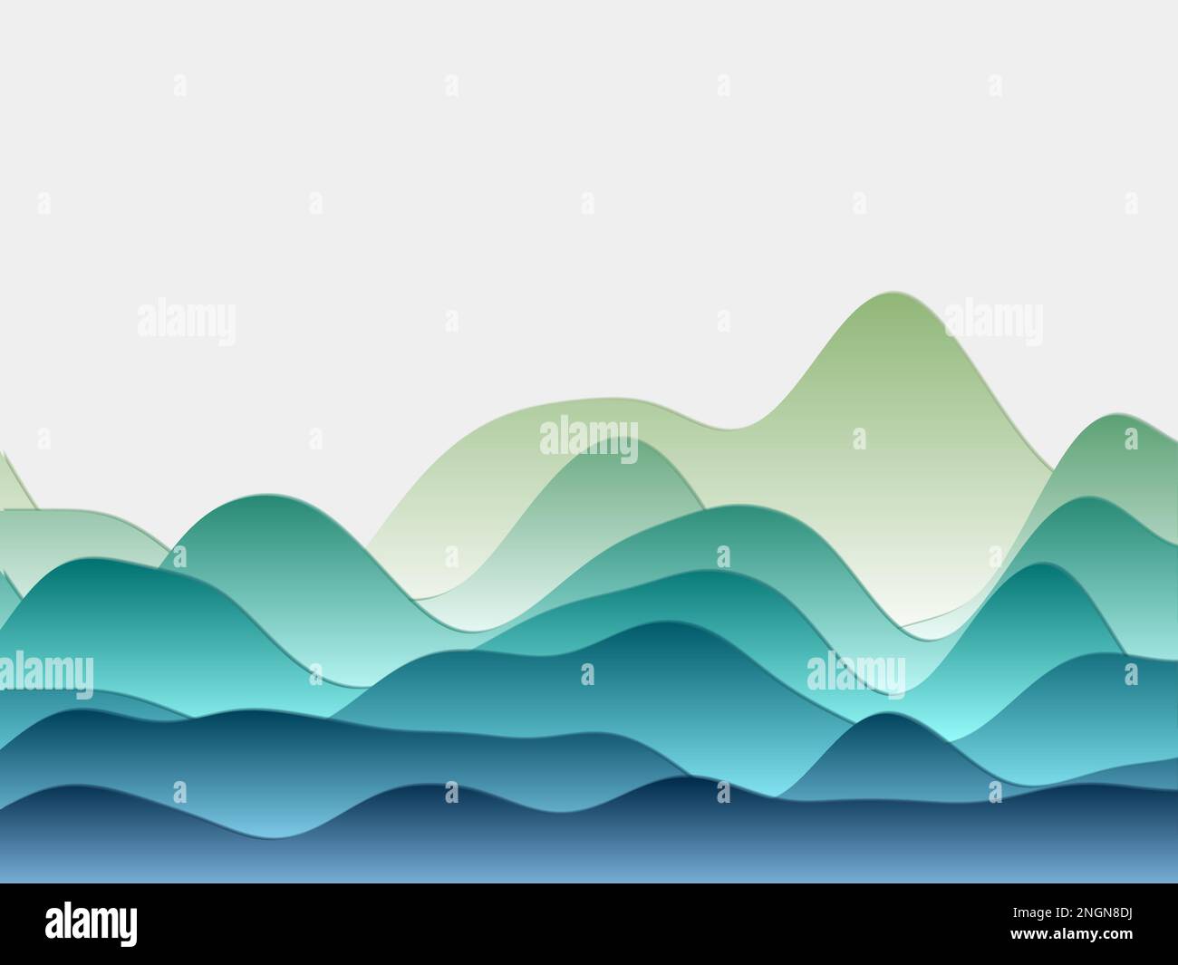 Abstract mountains background. Curved layers in yellow blue colors