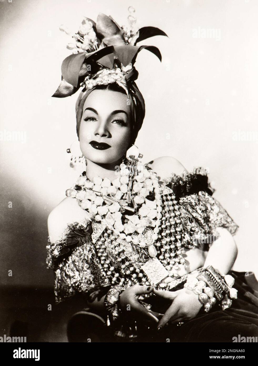 Portrait of brazilian samba dancer and performer, Carmen Miranda taken in early fifties Stock Photo