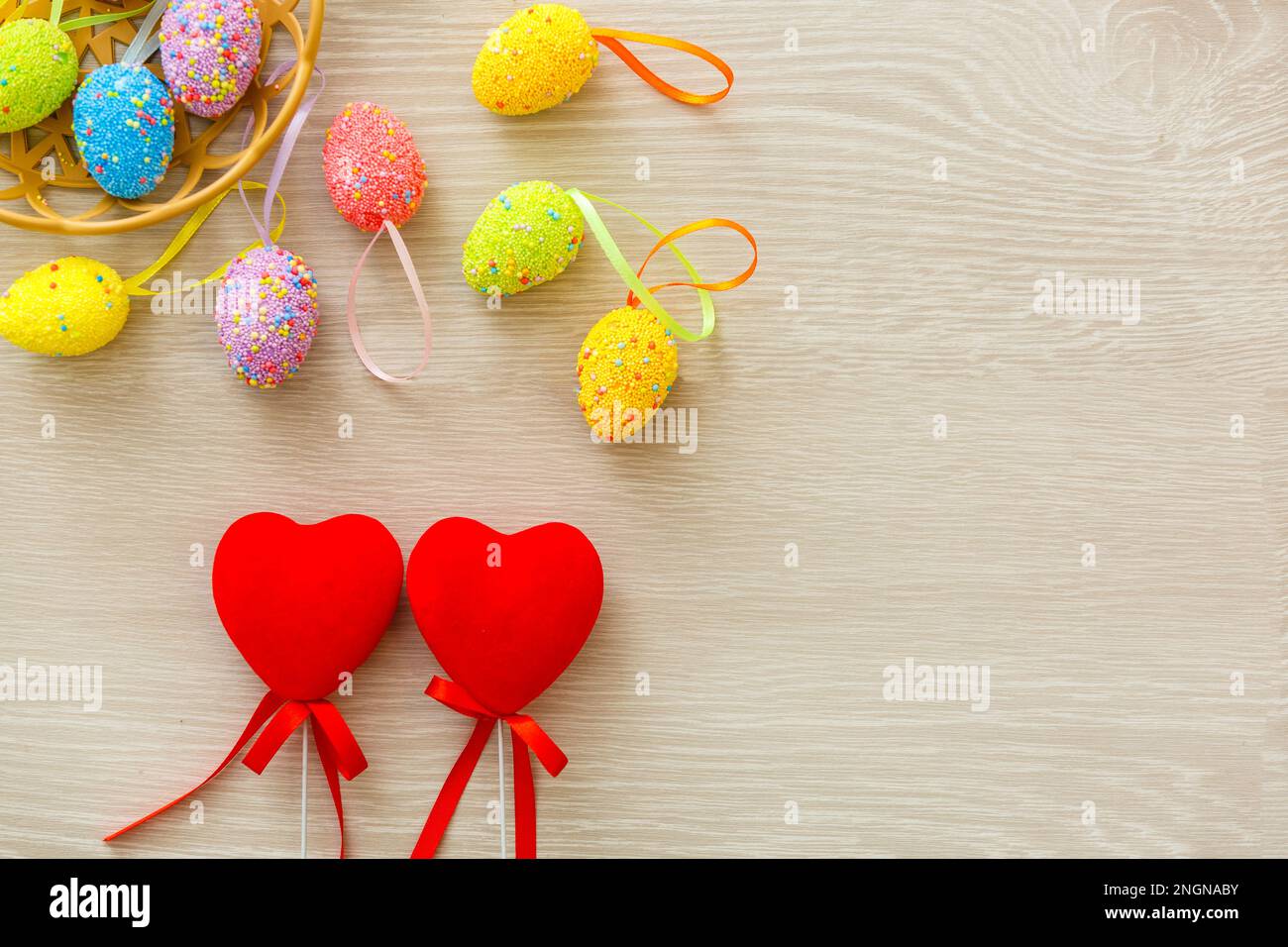 eggs in colorful foil for easter Stock Photo