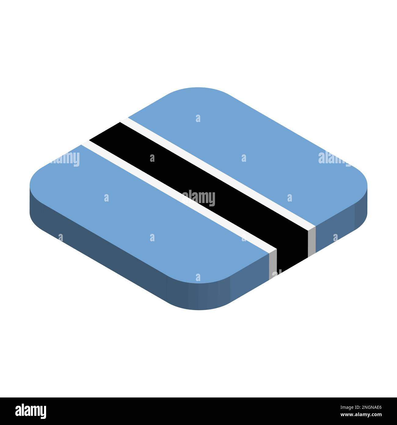 Botswana flag - 3D isometric square flag with rounded corners. Stock Vector