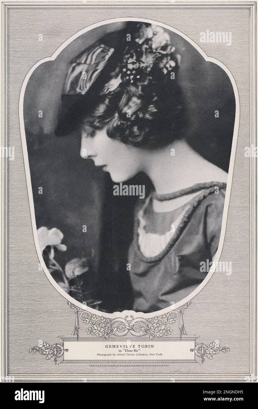 Genevieve Tobin - photo by Alfred Cheney Johnston (N Y) - restored from an original Jan 1925 periodical by Montana Photographer, publicizing play 'Dear Sir' (1924), but actually taken for 'Polly Preferred' (1923) Stock Photo