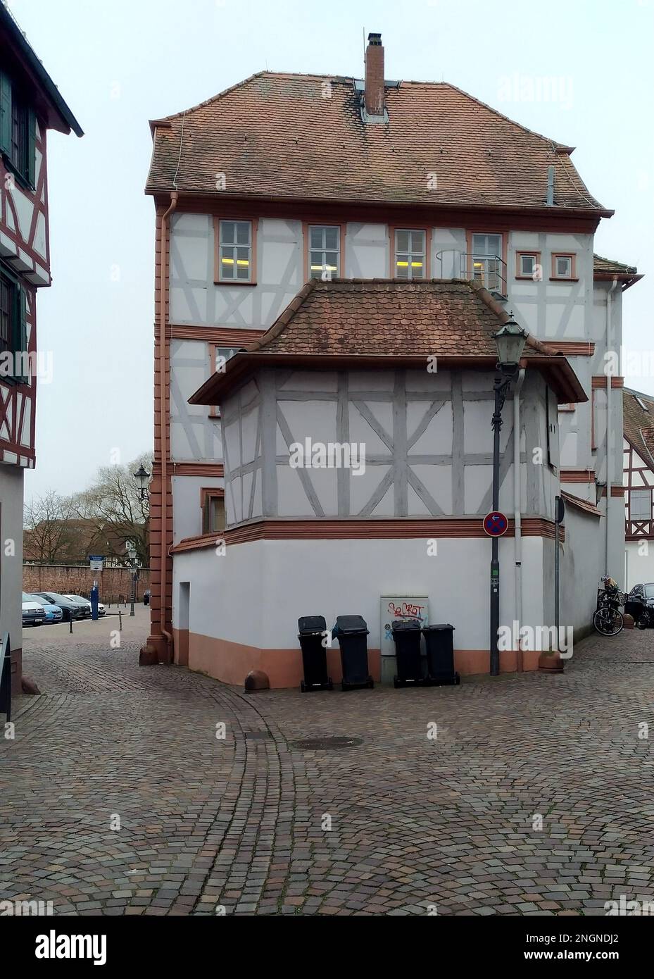 Traditional timber-framed house in the heart of the old town, Seligenstadt, Germany Stock Photo