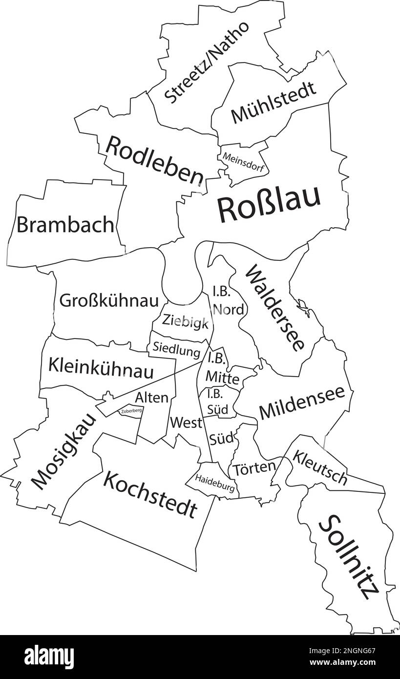 White tagged boroughs map of DESSAU, GERMANY Stock Vector Image & Art ...