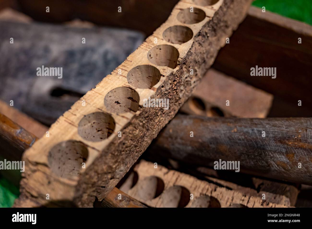 How to make wine corks from cork oaks bark, old winery in La Rioja